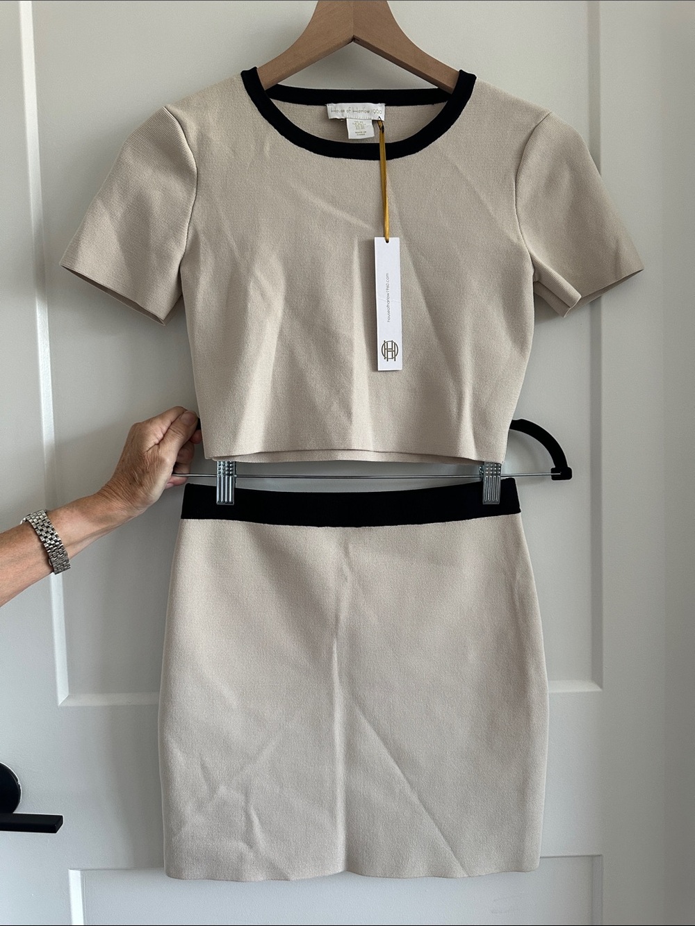 House of Harlow nude matching skirt set